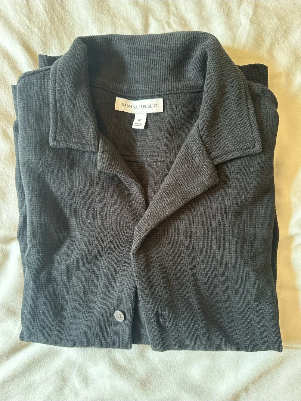 Banana Republic Charcoal Waffle-Knit Button Cardigan